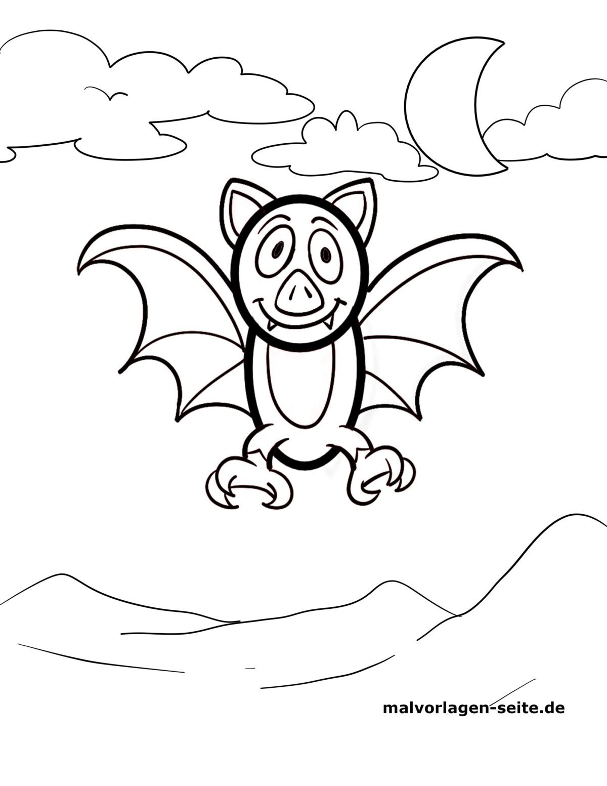 Malvorlage für kleine Kinder - Fledermaus