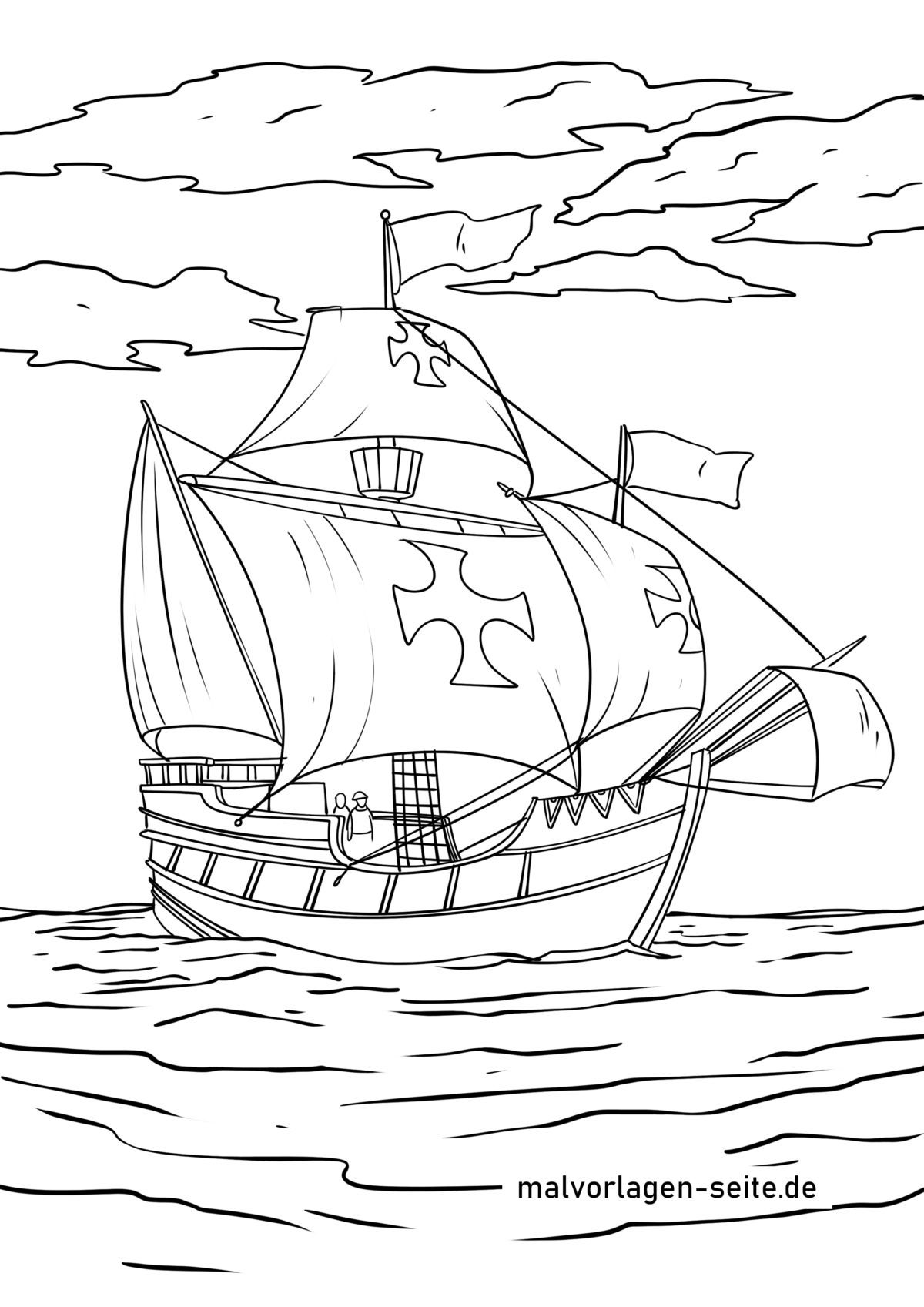 Malvorlage Christopher Columbus - Santa Maria