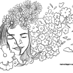 Malvorlage Blumen Mädchen zum Ausmalen -Blumenmädchen