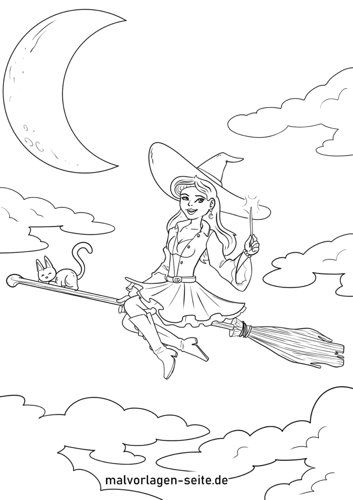Ausmalbilder Hexen kostenlos herunterladen, drucken und