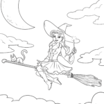 Malvorlage Hexe in Walpurgisnacht Malvorlage Hexe auf Besen