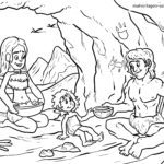 Malvorlage Steinzeit Familie