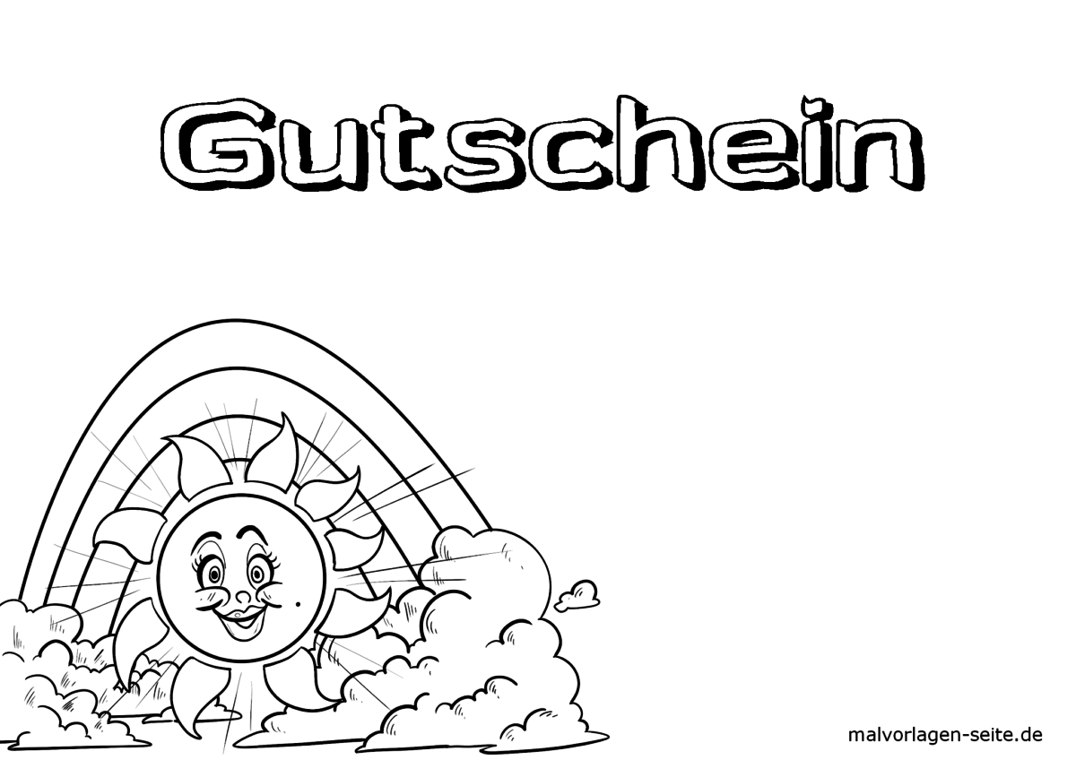 Gutschein Vorlage Freude, Sonne und Regenbogen
