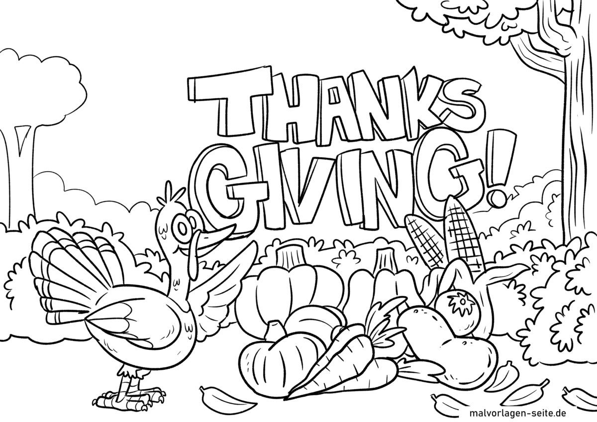 Malvorlage Thanksgiving zum Ausmalen für Kinder