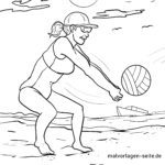 Malvorlage Beachvolleyball Spielerin zum Ausmalen