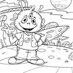 Malvorlage Alien auf fremdem Planeten