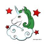 Fertig ausgemaltes Einhorn grün