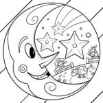 Malvorlage Mond zum Ausmalen für Kinder