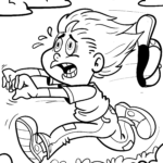 Ausmalbild Angst haben und wegrennen zum Ausmalen