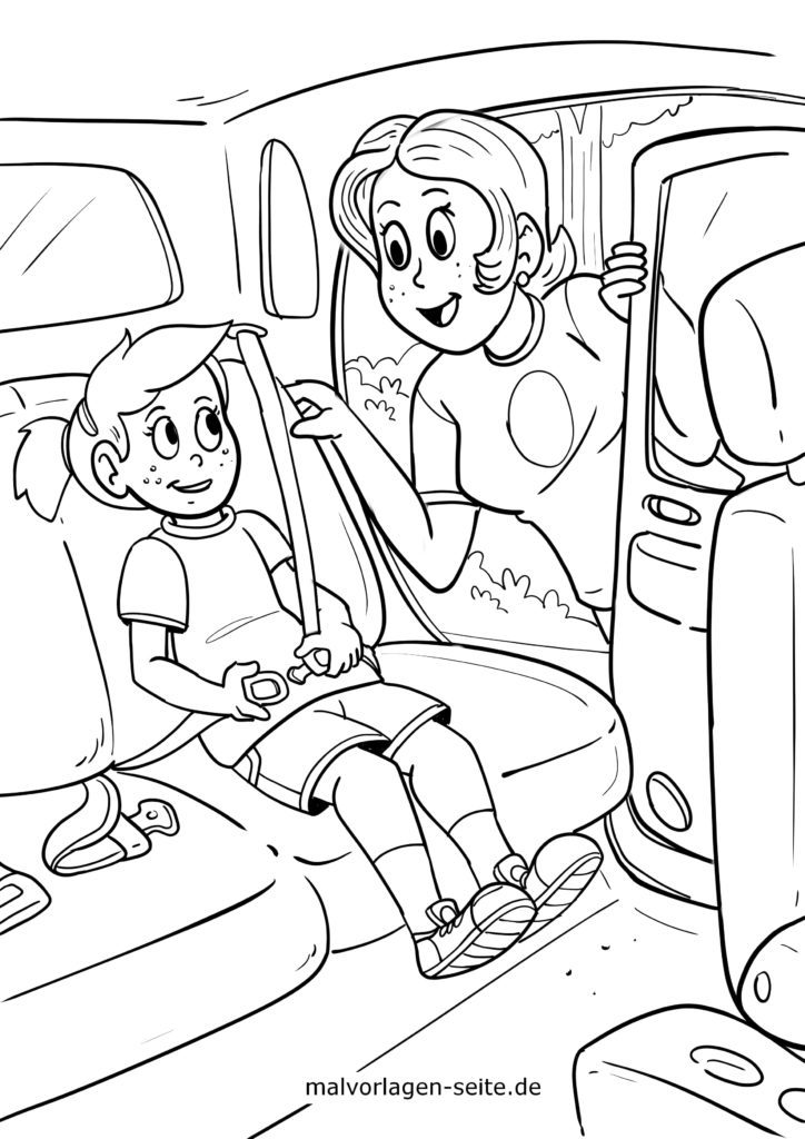 Malvorlage Anschnallen Sicherheitsgurt Prävention