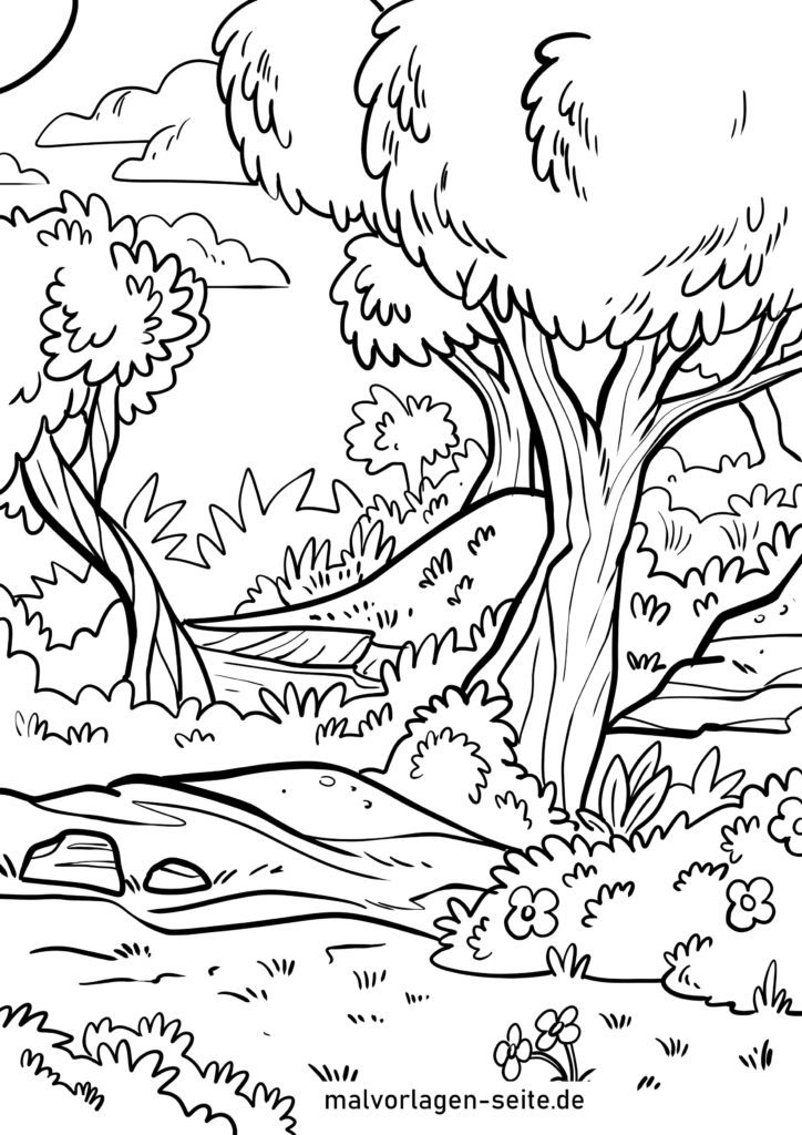 Ausmalbilder Wald kostenlos herunterladen, drucken und ausmalen