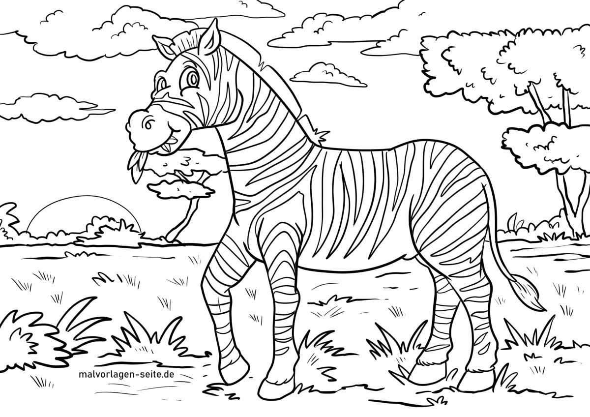 Ausmalbild Zebra zum Ausmalen