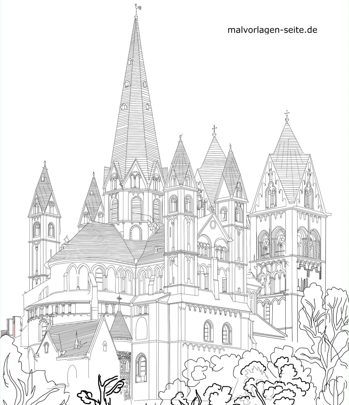Ausmalbild Hoher Dom zu Limburg