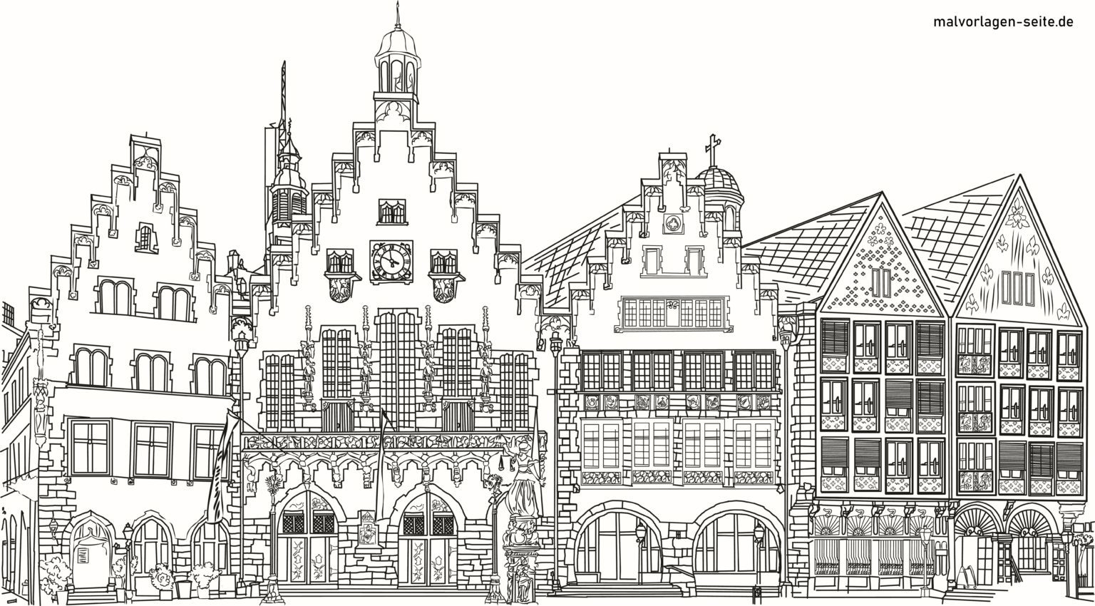 Malvorlage Römer Frankfurt am Main | Jetzt kostenlos herunterladen