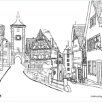 Ausmalbild Rothenburg ob der Tauber