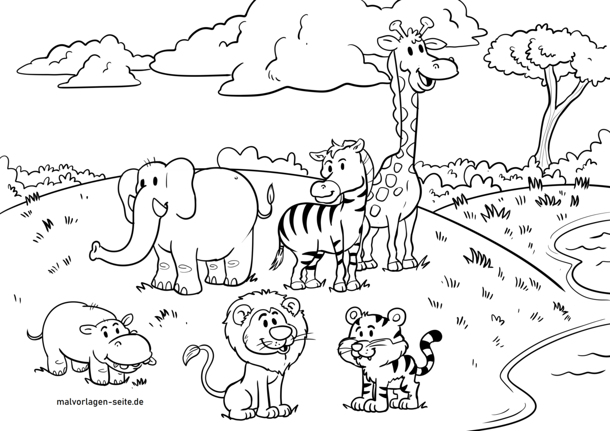 Malvorlage Safari