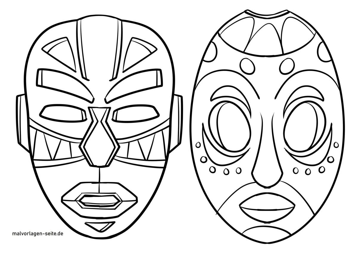 Malvorlage Afrikanische Masken