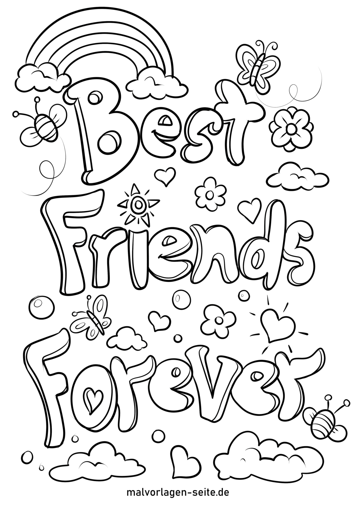 Malvorlage Best Friends Forever - Freundschaft