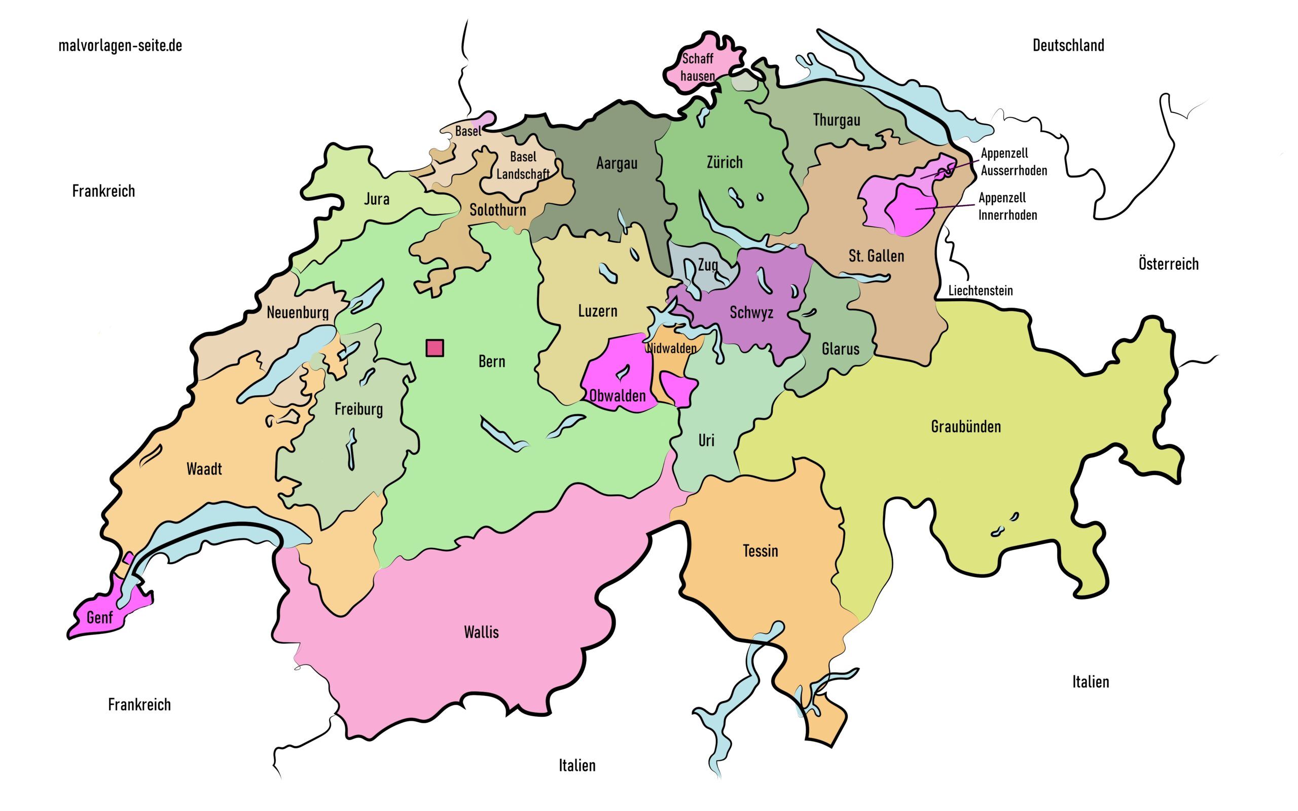 Karte Der Schweiz Nach Kanton Und Region