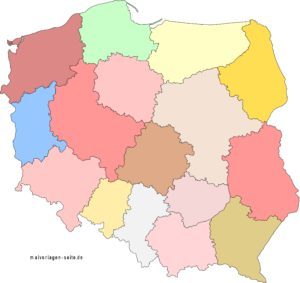 Politische Landkarte Polen ohne Bezeichnungen