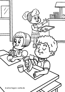 Vorlage Gesundes Frühstück für Kinder zum Ausmalen