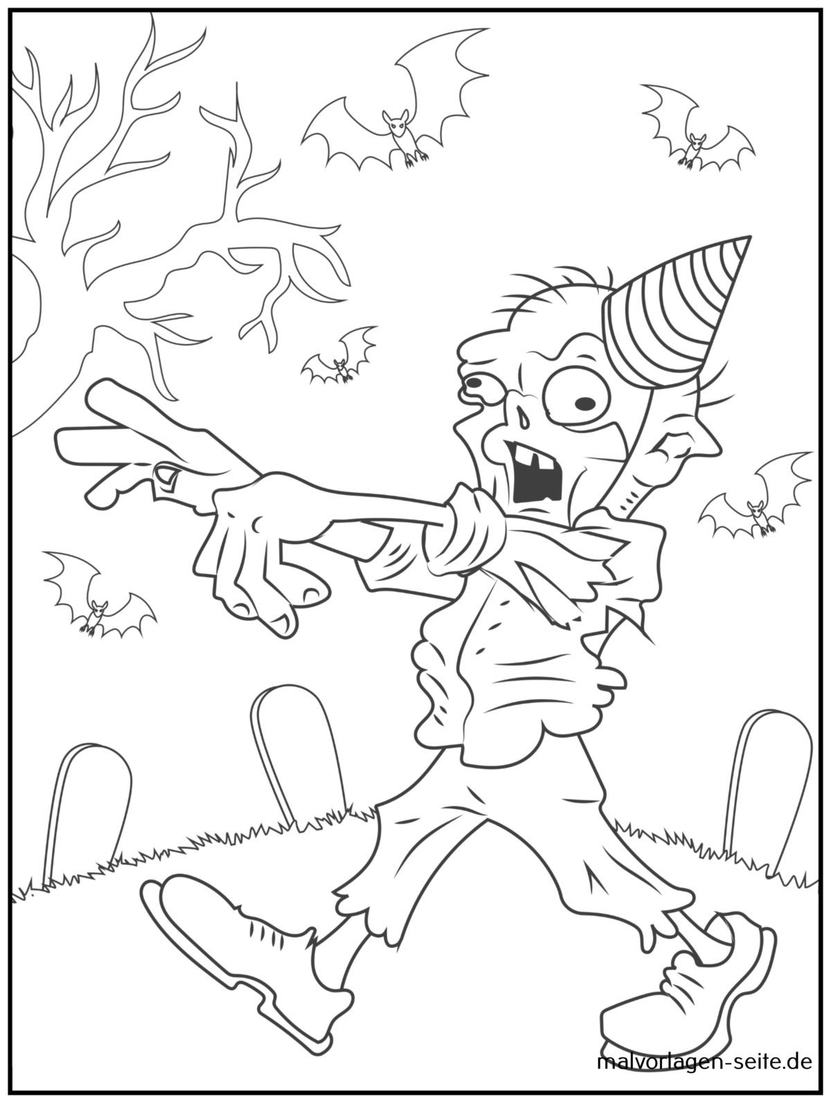 Malvorlage Halloween Zombie