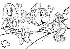 Malvorlage Tiere unter Wasser - Unterwasserwelt