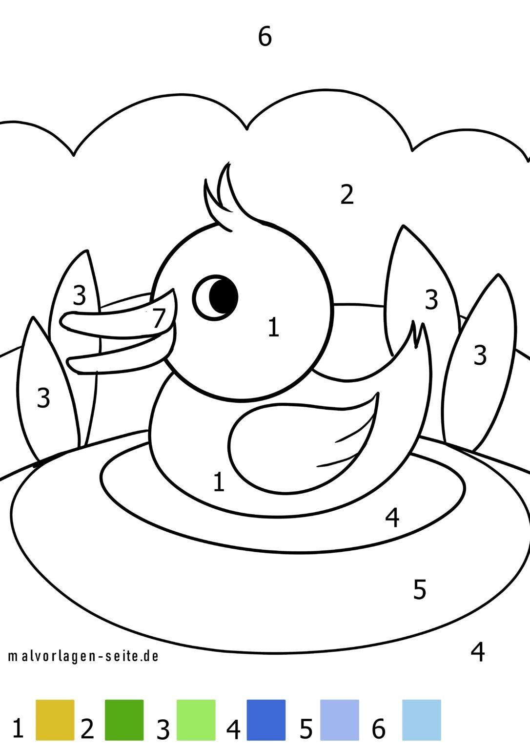  Malen nach Zahlen - Ente - Jetzt kostenlos herunterladen Motiv 
