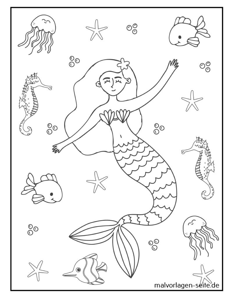 Malvorlagen Meerjungfrauen kostenlos herunterladen