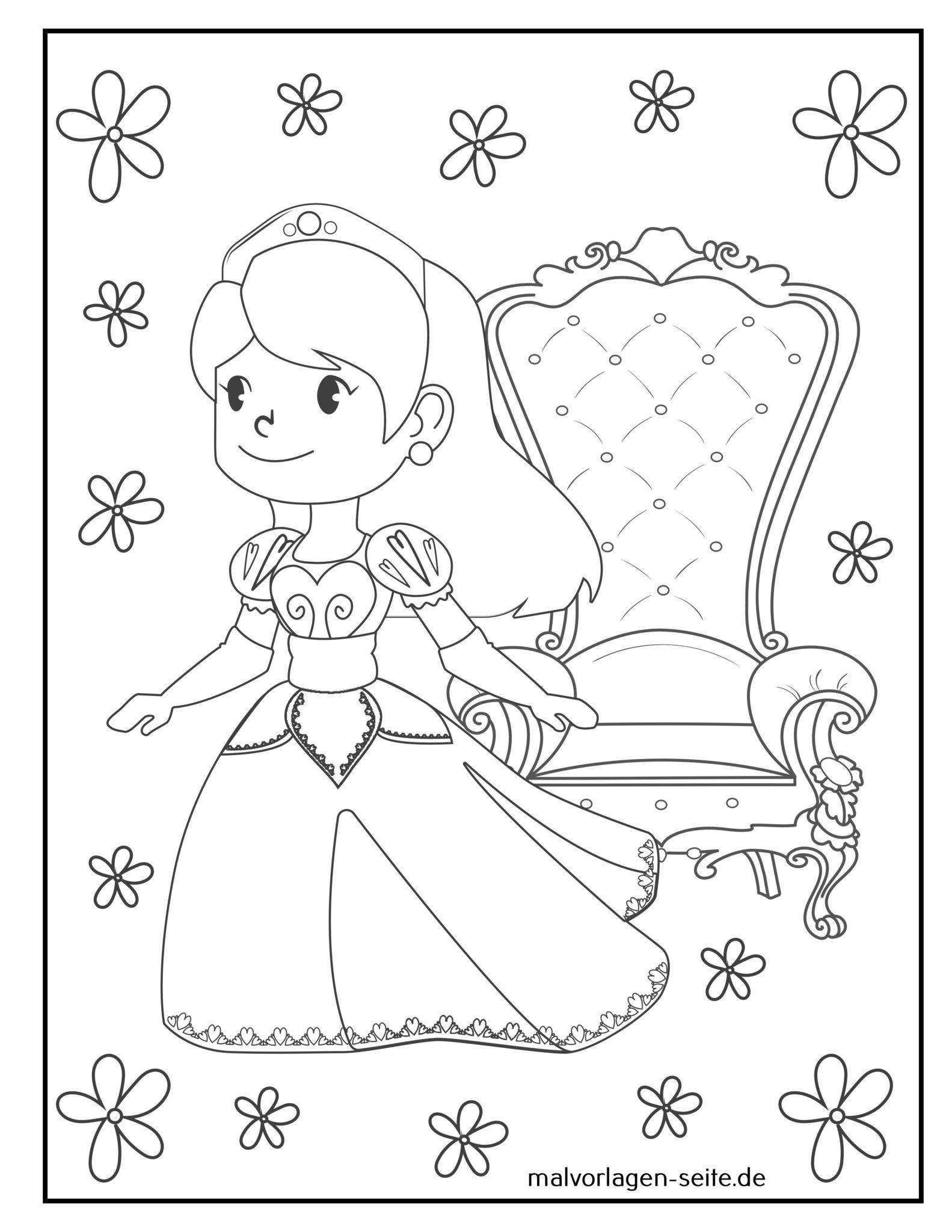  Malvorlage Prinzessin - Ausmalbild kostenlos herunterladen 