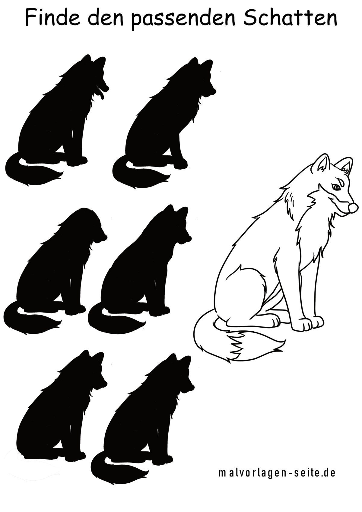Schattenrätsel Hund - Welcher Schatten passt?