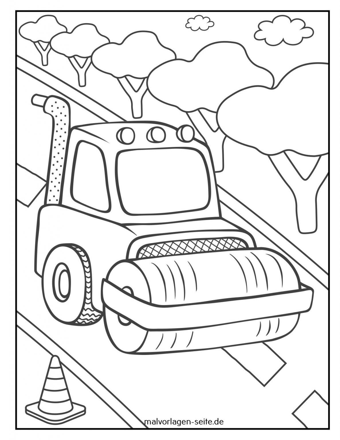  Malvorlage Planierwalze Baustelle 