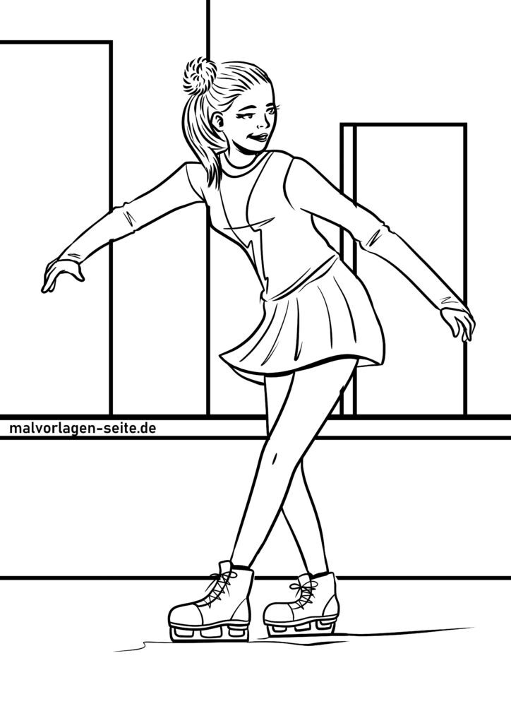 Malvorlage Eiskunstlaufen | Wintersport Sport | Ausmalbild kostenlos