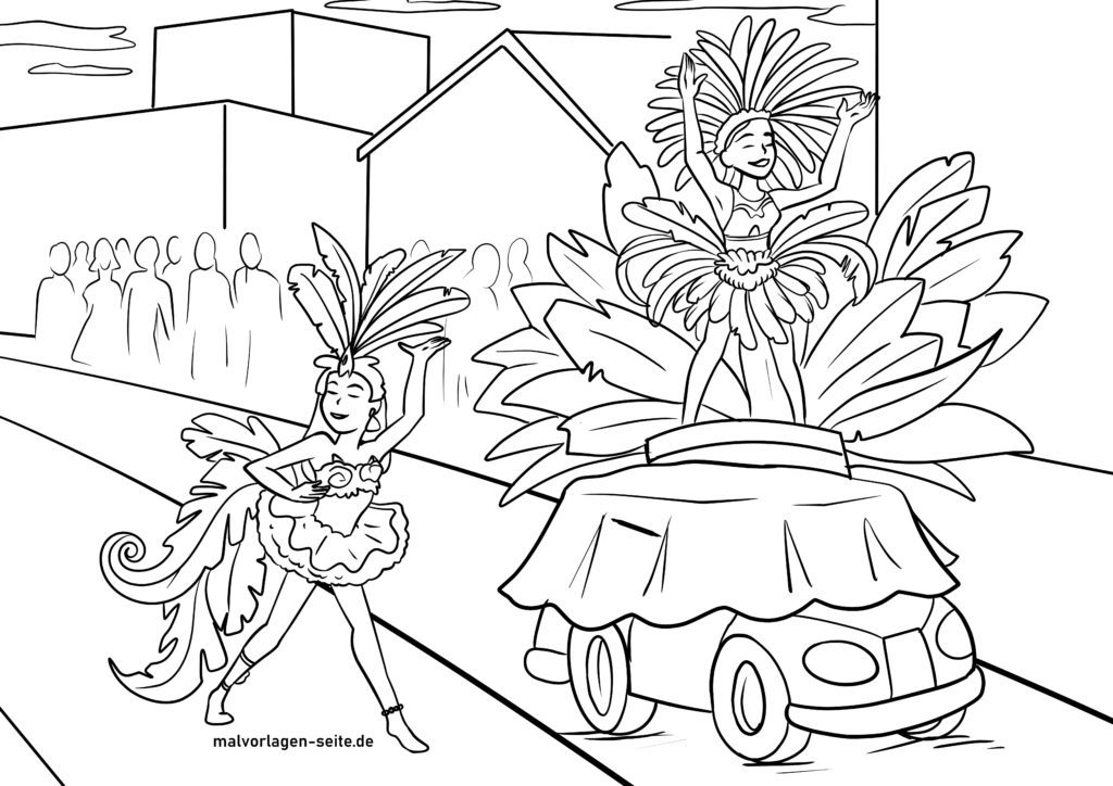 Ausmalbilder Fasching und Karneval kostenlos drucken und