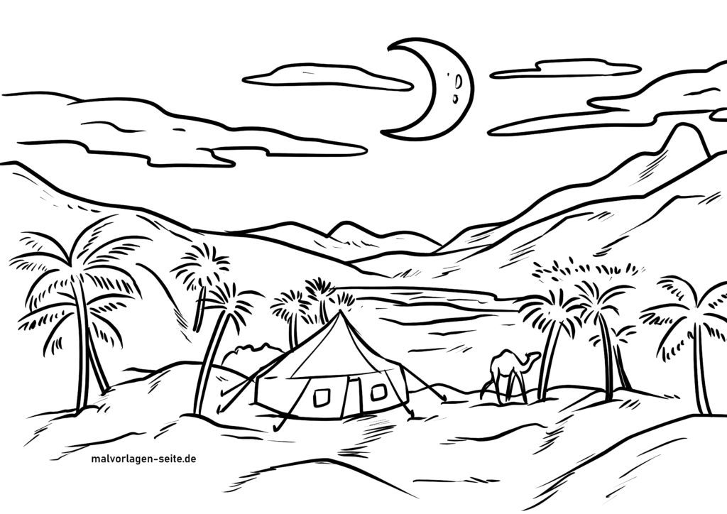 Malvorlage Oase Wüste Landschaften Kostenlose Ausmalbilder Malvorlage Oase Wüste Landschaften Kostenlose Ausmalbilder