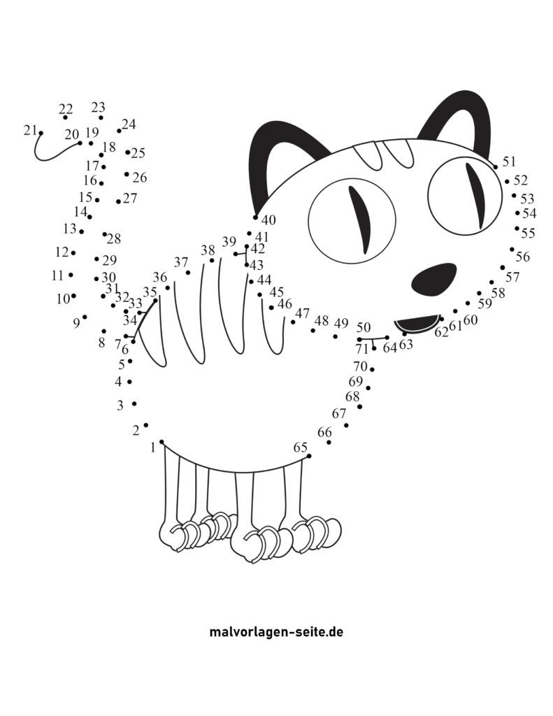 Punkt zu Punkt Bild Katze Kostenlose Ausmalbilder Punkt zu Punkt Bild Katze Kostenlose Ausmalbilder