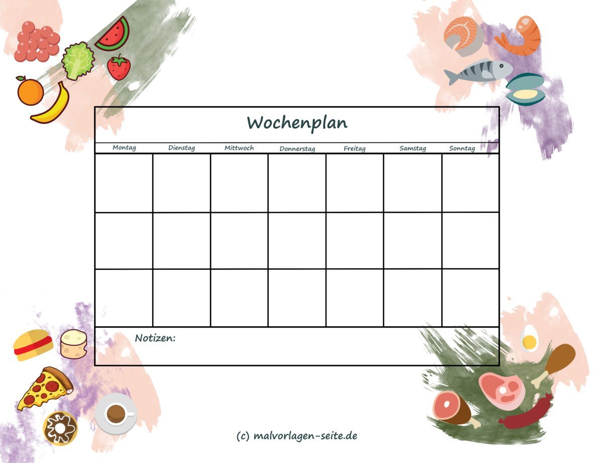 Wochenplan Vorlage Essen