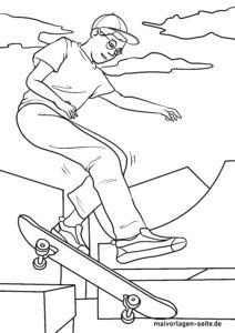 Malvorlage Skateboard fahren