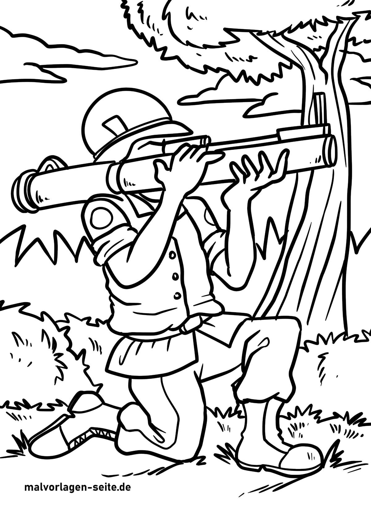 Malvorlage Soldat