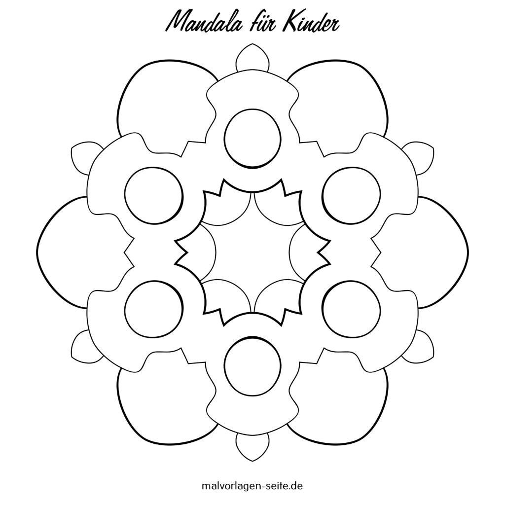  Kinder Mandala - Ausmalbild kostenlos herunterladen Bildidee 