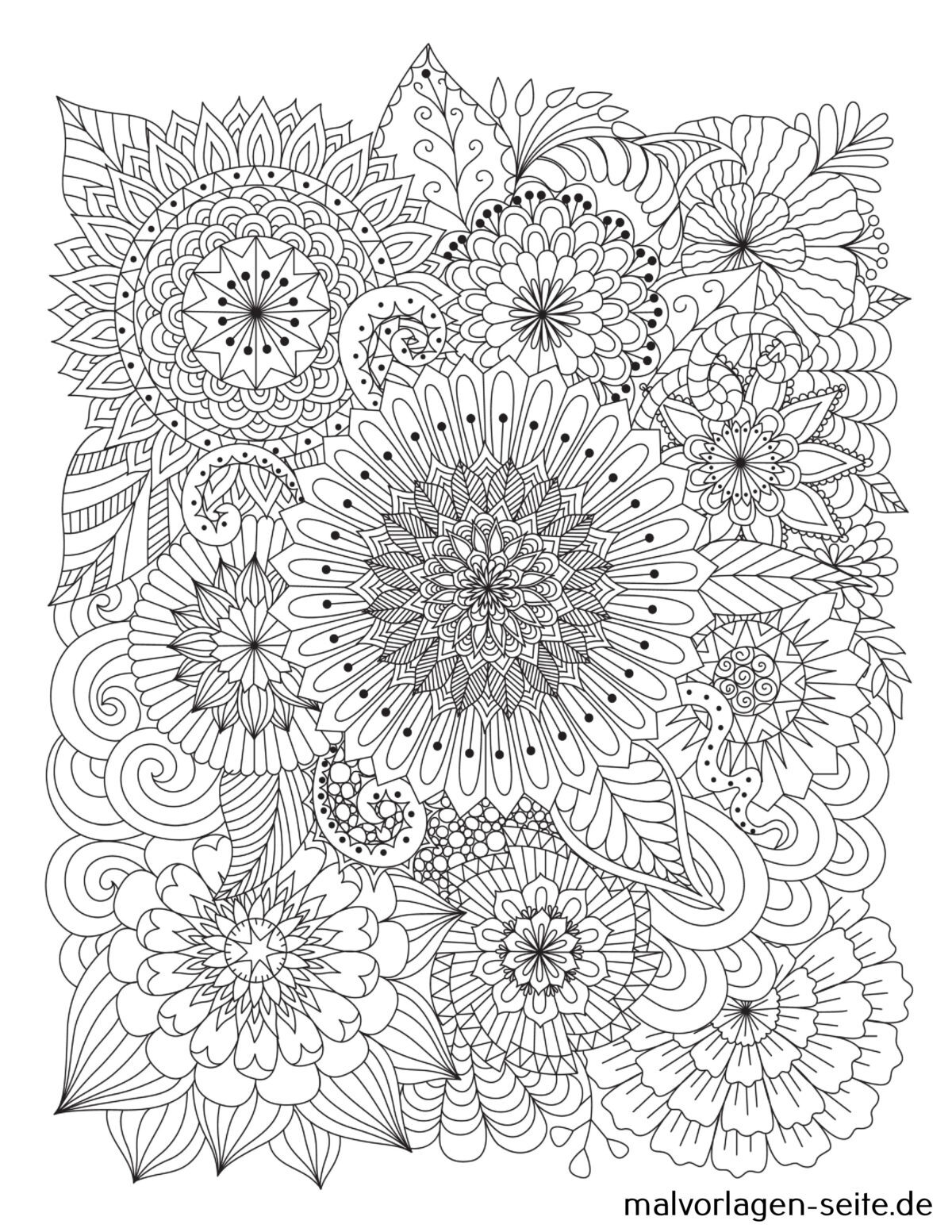 Mandala Vorlage Blüten Muster