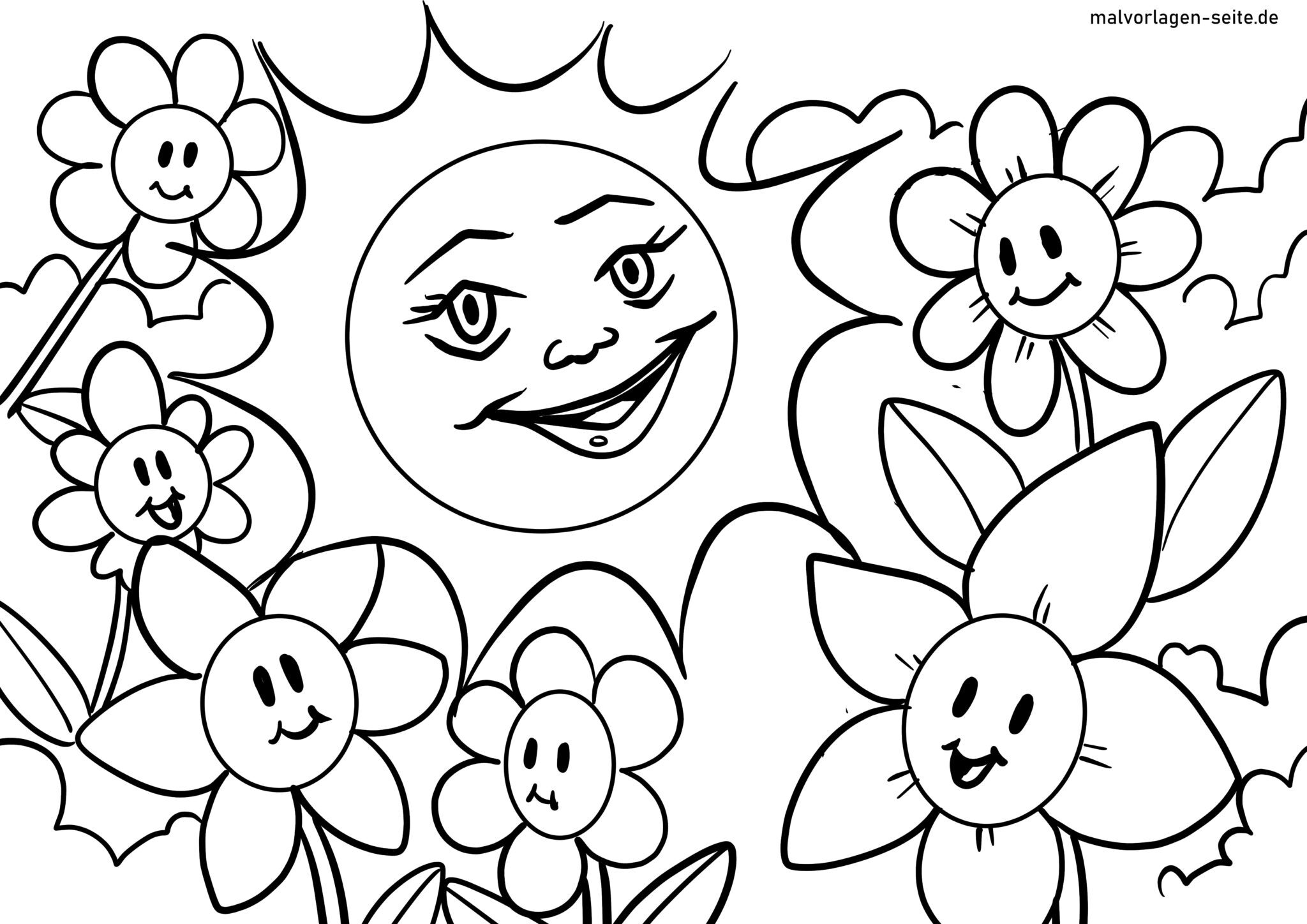 Malvorlage Sommer | Jetzt kostenlos herunterladen
