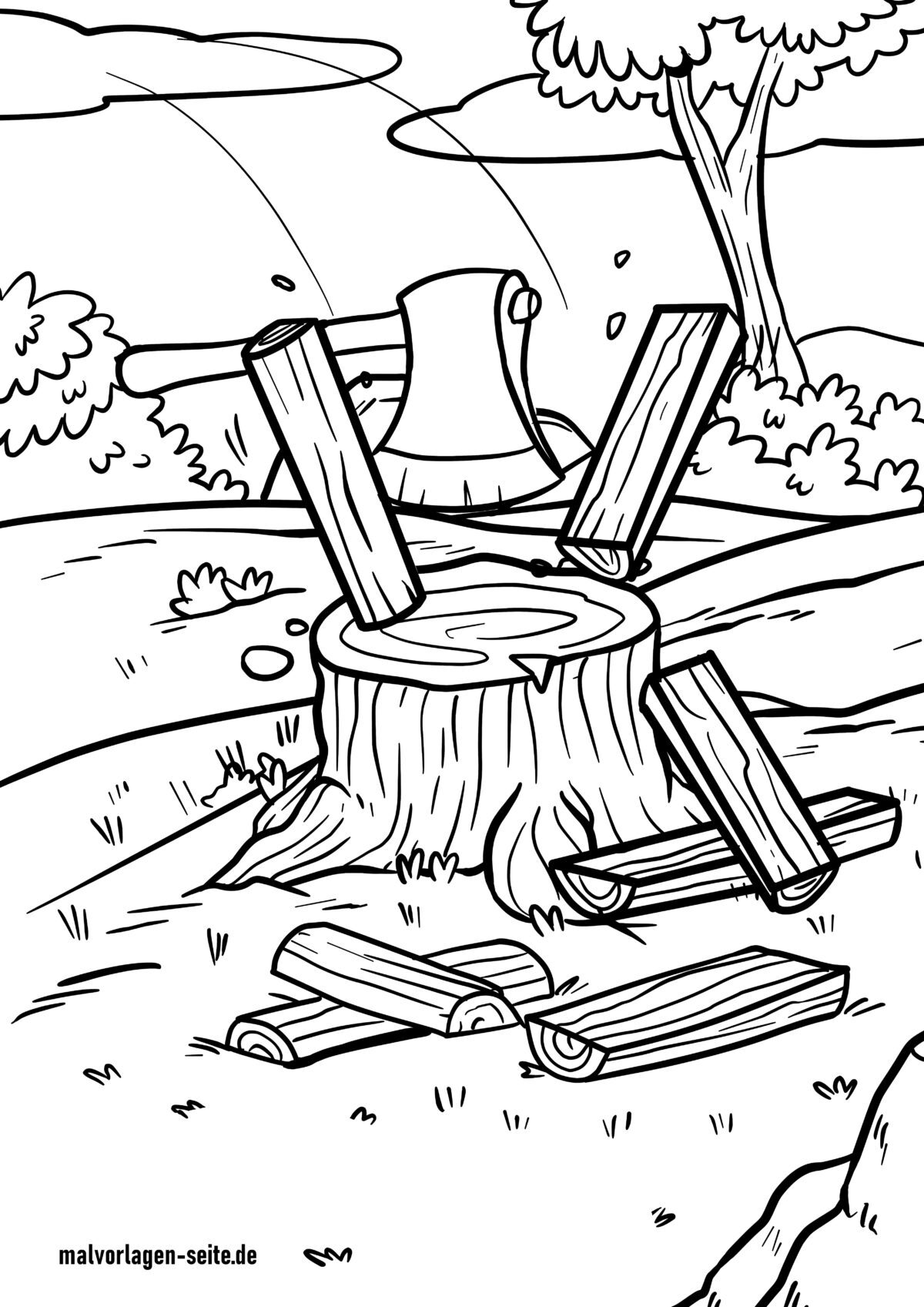 Malvorlage Holz spalten