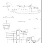 Malvorlage Frachtflugzeug am Flughafen