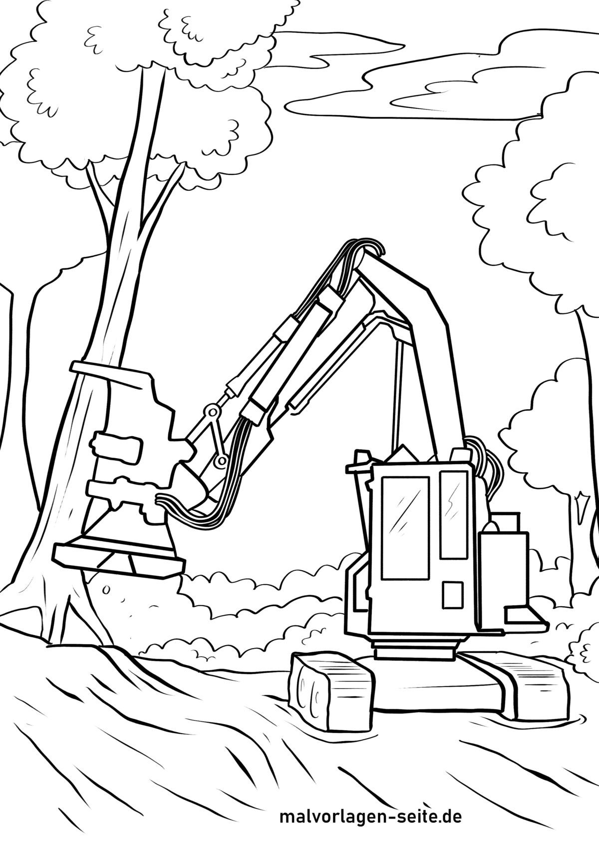 Malvorlage Feller Buncher - Fällbuncher