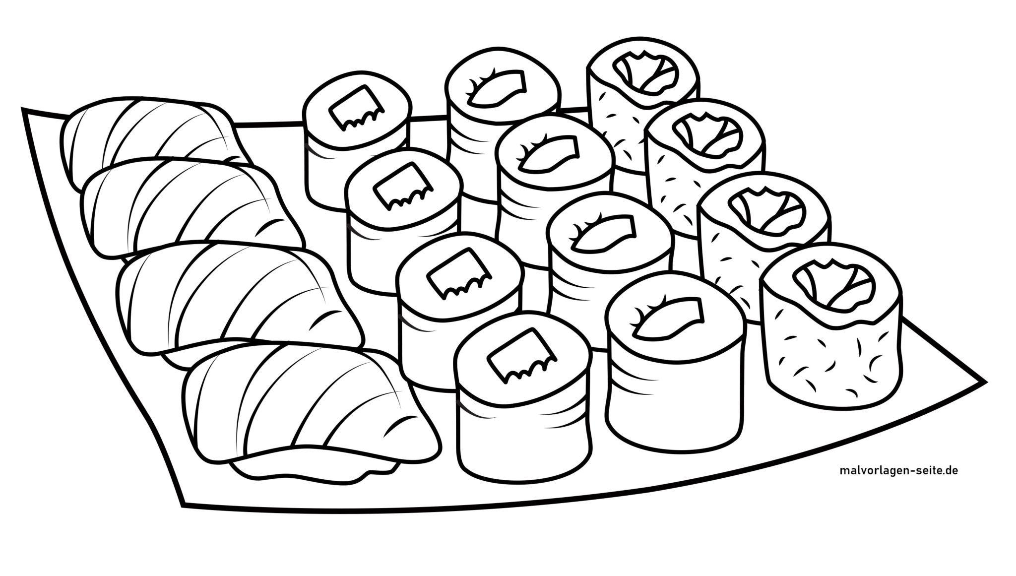 Tolle Ausmalbilder Sushi kostenlos herunterladen und ausmalen
