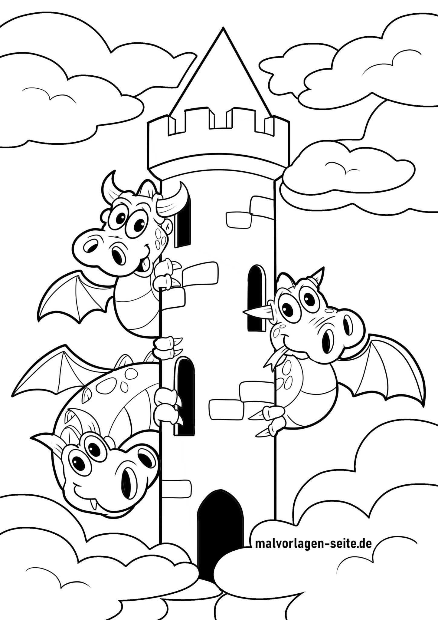  Malvorlage Drachen - Ausmalbild kostenlos herunterladen Motiv 