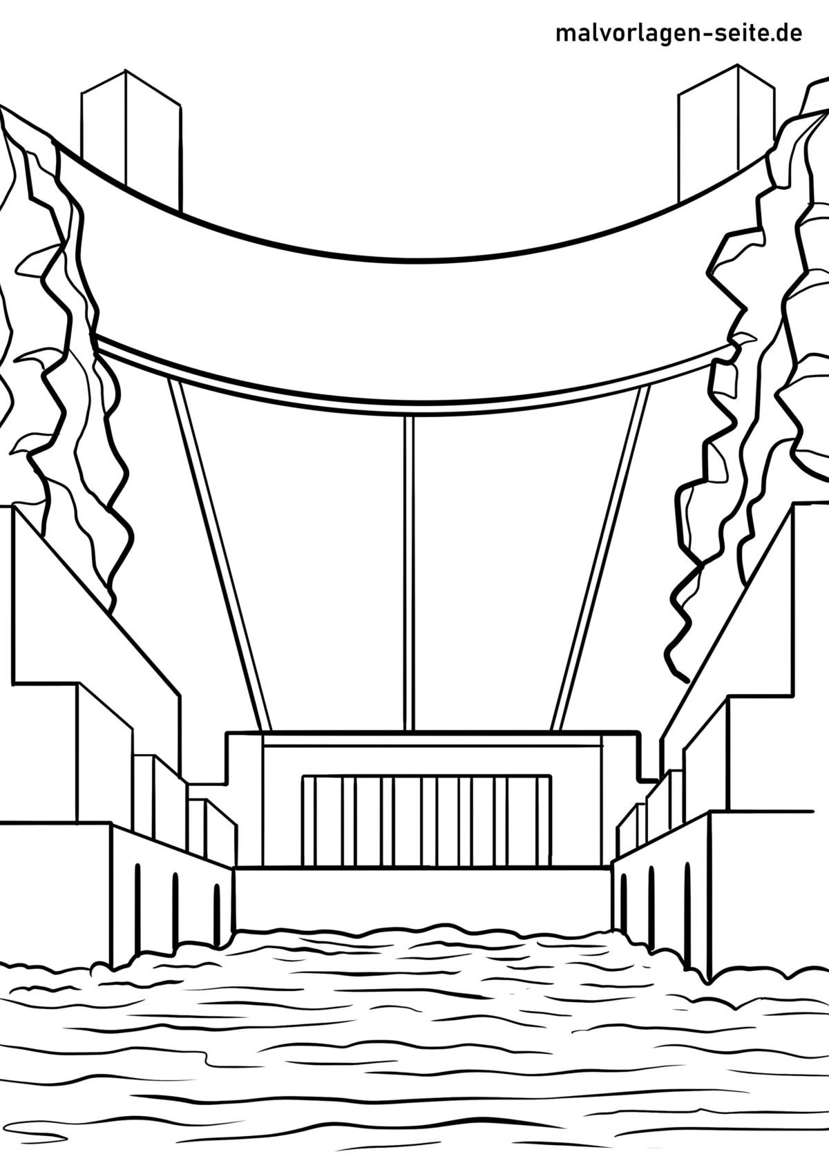 Malvorlage Wasserkraft Staudamm