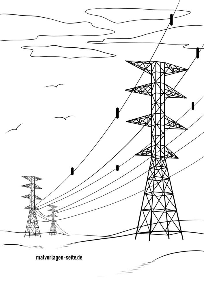 Malvorlage Überlandleitung - Energieversorgung
