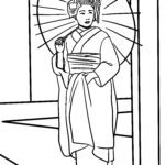 Malvorlage Frau im Kimono - Japan